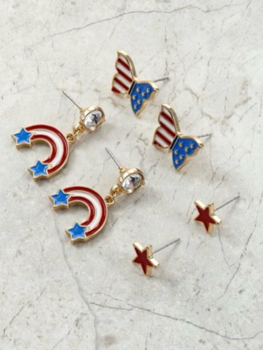 ✨ 🇺🇸NWT Oh My Stars Charming Red, White, & Blue Theme Earring Collection– 4 Pair - Picture 12 of 17